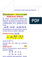 Transformación de Radicales Dobles A Simples Ejercicios Resueltos PDF