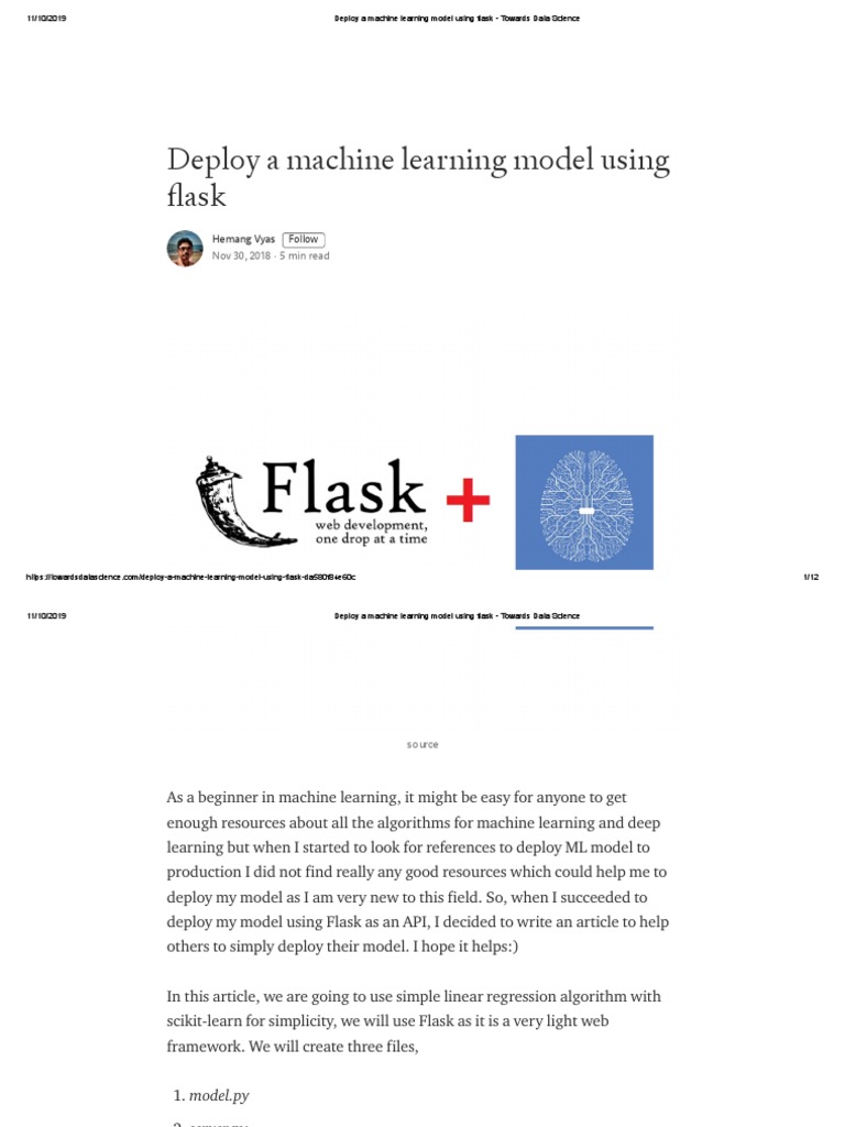 Deploy A Machine Learning Model Using Flask - Towards Data Science ...