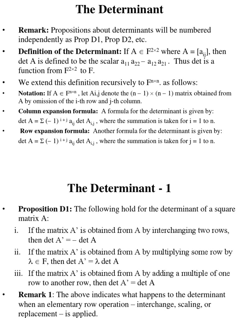 Understanding Determinants and Their Properties | PDF | Determinant ...