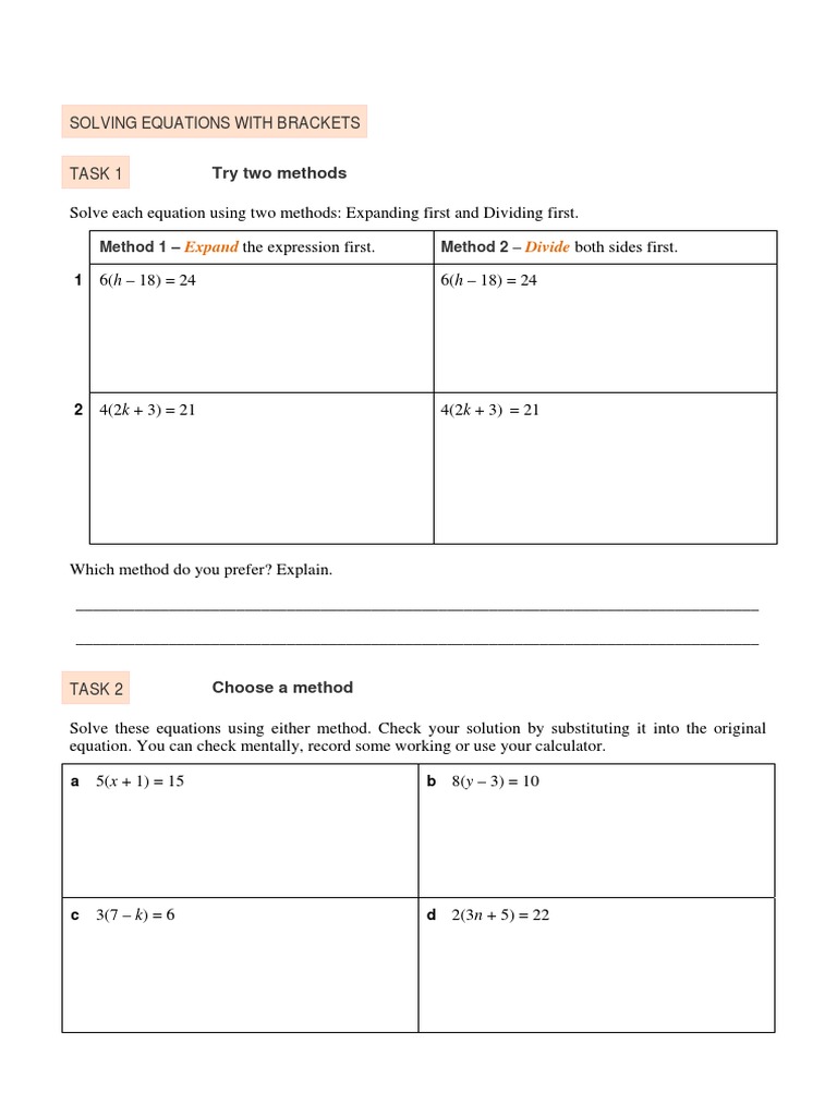 Solving Equations With Brackets PDF