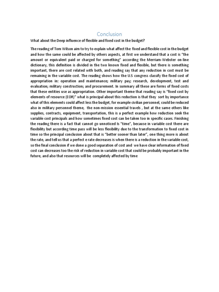 Conclusion Finding Budget Flexibility or Not | PDF | Finance & Money ...
