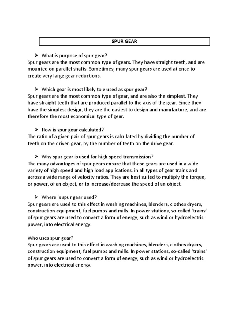 What Is Purpose of Spur Gear PDF Steering Gear