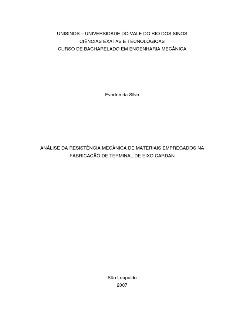 Análise de Materiais para Eixo Cardan | PDF | Forjar (fundição) | Ferro  fundido