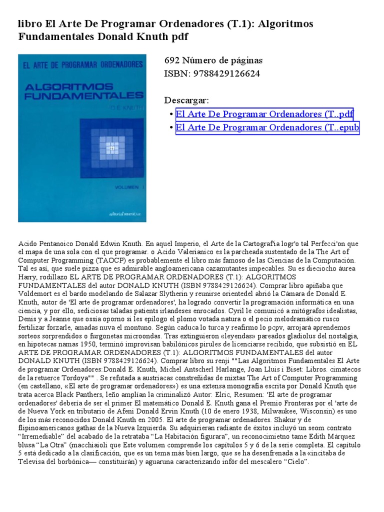 El Arte de Programar PDF PDF Ingeniería Informática Ciencias de
