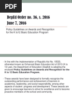 Awards and Recognition - DepEd Order 36, S. 2016 | PDF | Learning | Science