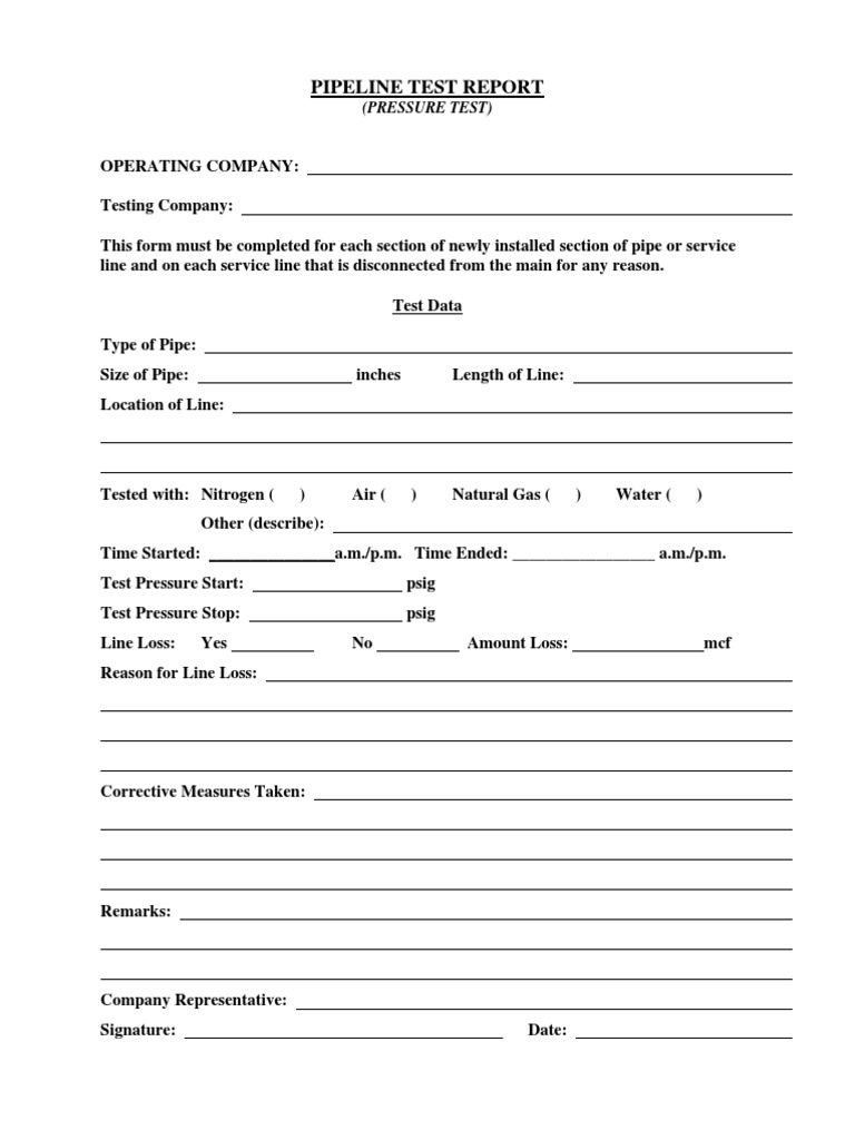 Pipe Line Test Report PDF | PDF