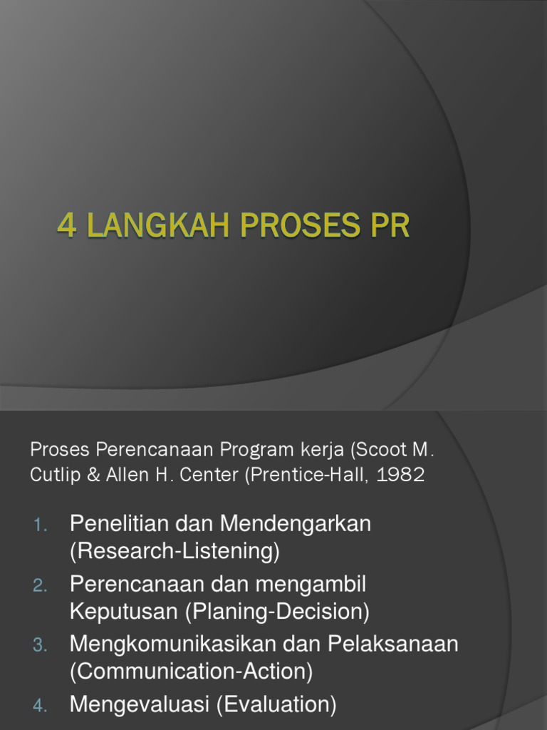Proses 4 Langkah Public Relations | PDF | Karier & Perkembangan | Bisnis