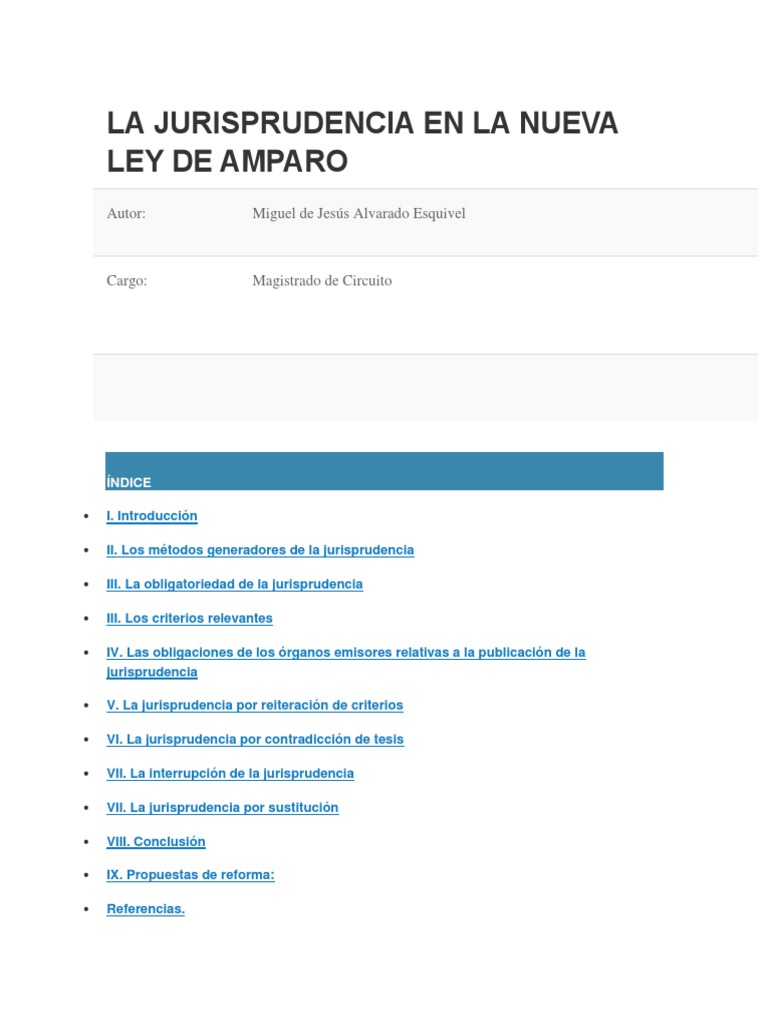 Jurisprudencia en la Nueva Ley de Amparo | PDF | Caso de ley ...