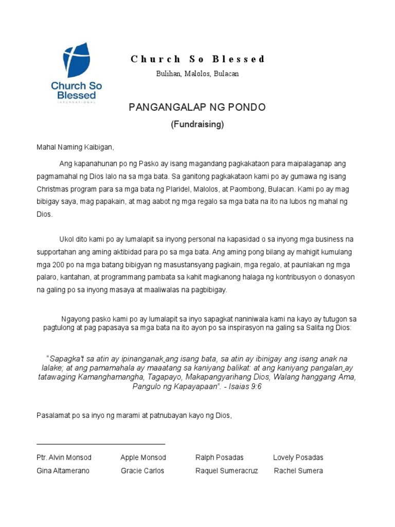 Children's Fundraising Letter in Tagalog | PDF