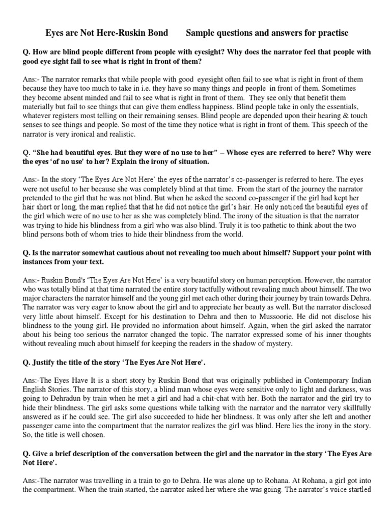 Eyes Are Not Here Q & A PDF Irony Narration