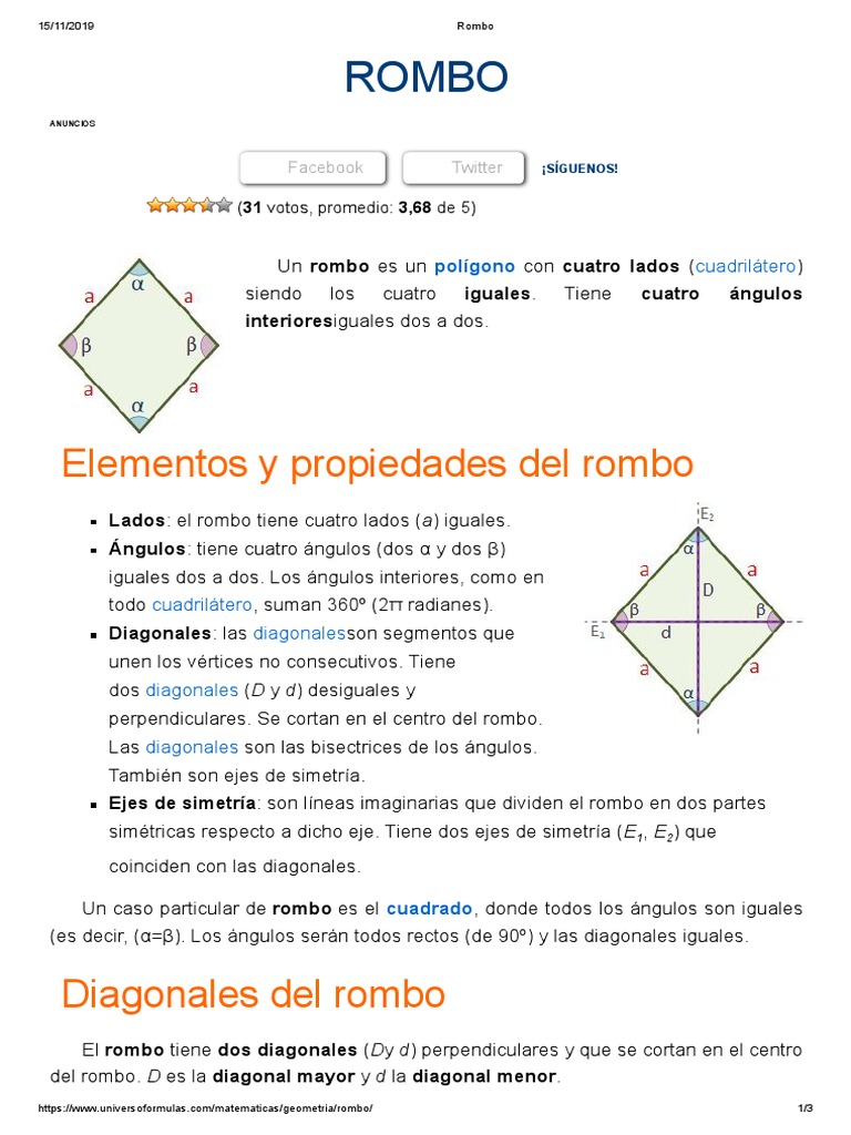 Geometría Del Rombo Artículos Destacados Elbibliote.com