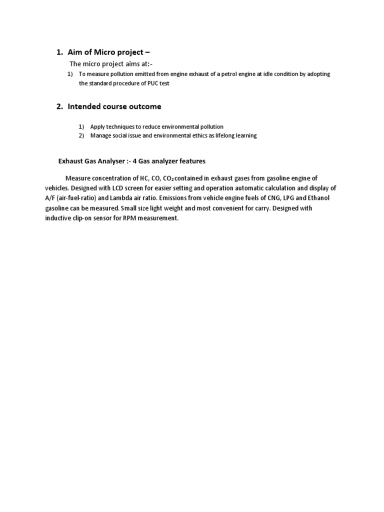 Aim of Micro Project on Pollution Measurement | PDF | Computers