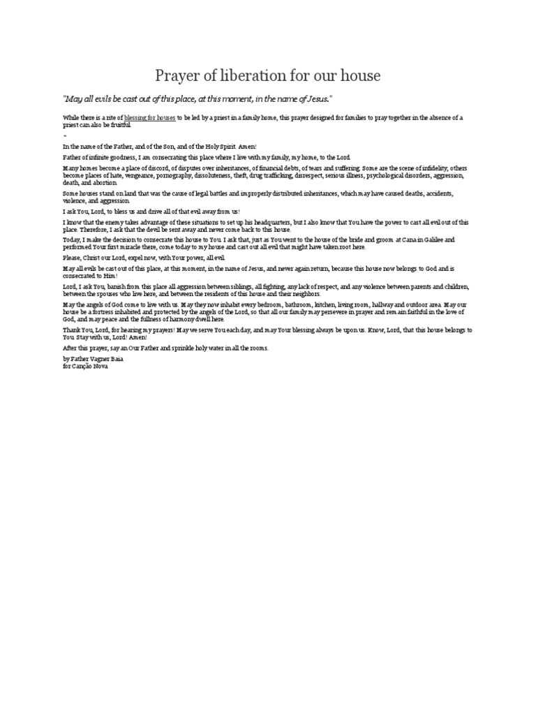 House Blessing Family PDF Prayer Jesus