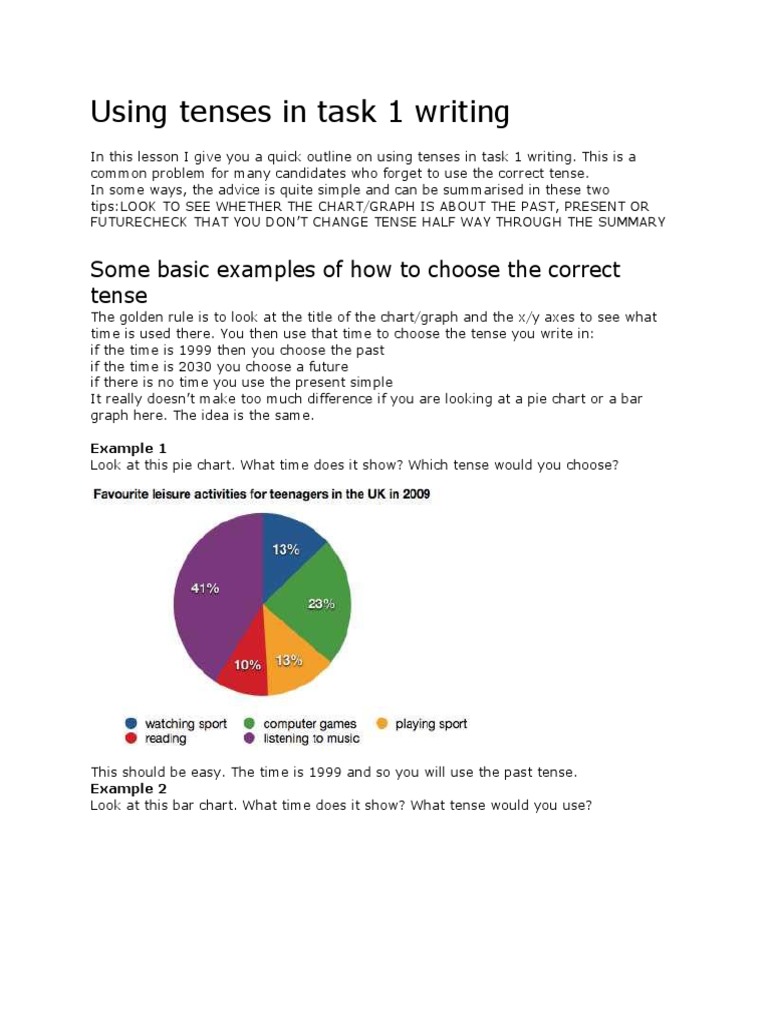 Using Tenses in IELTS Task 1 Writing | PDF | Grammatical Tense | Morphology