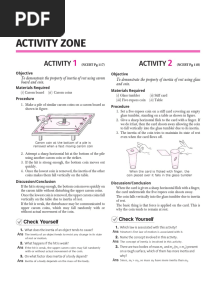 Activities of Chapter Force and Laws of Motion Class 9