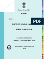 Census of India 2011 Village and Town Level Data for Purba Champaran District, Bihar