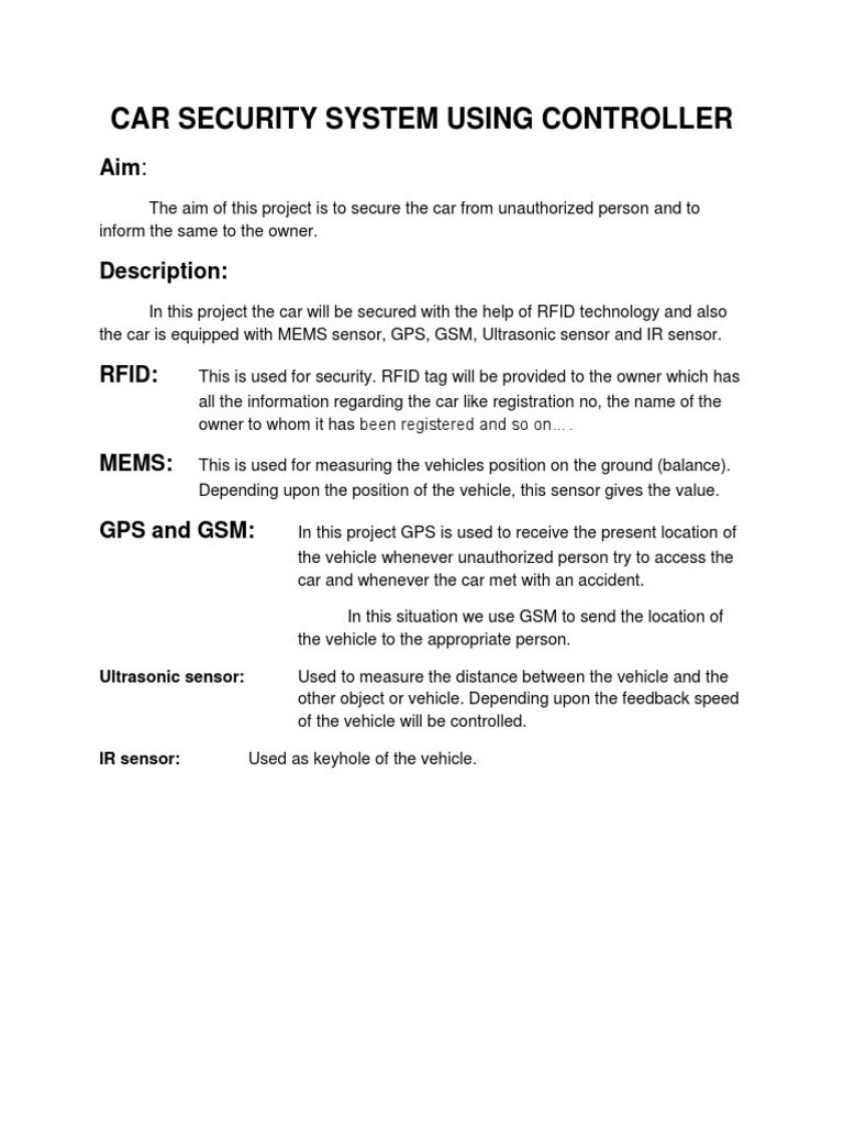 Car Security System PDF
