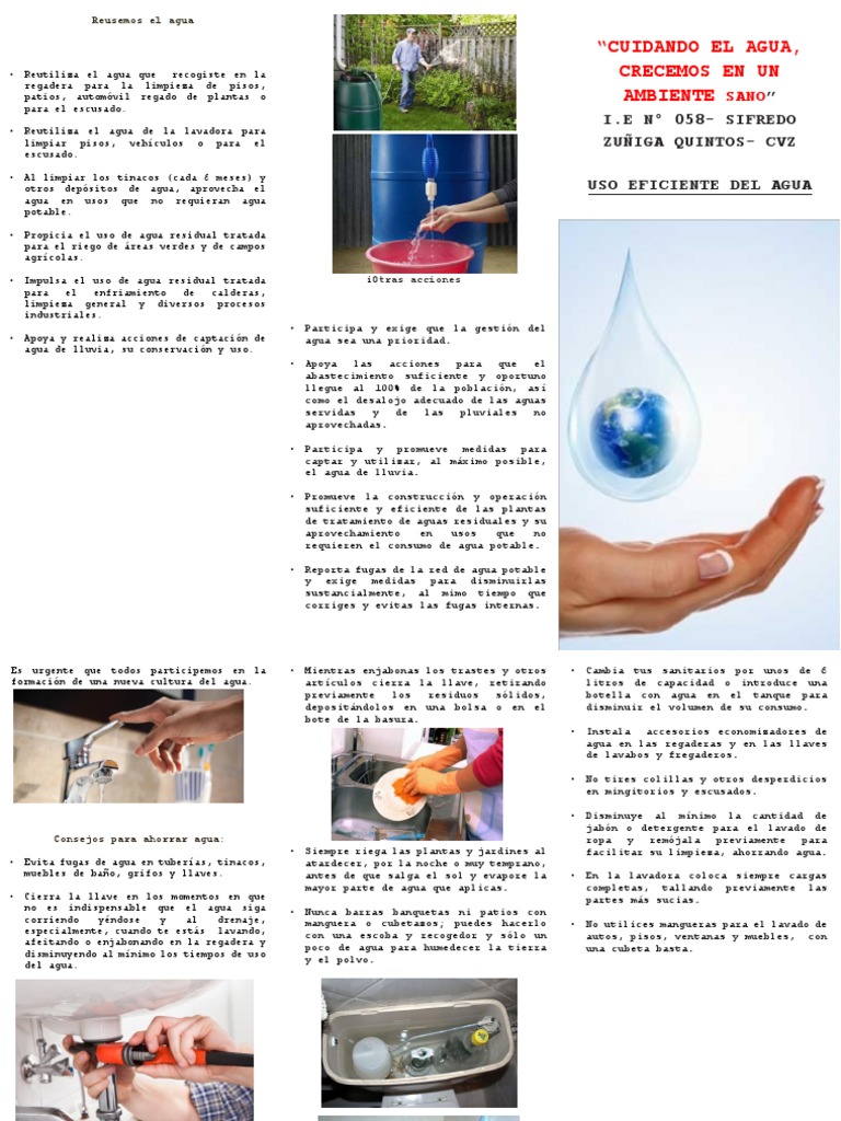 Triptico Uso Eficiente Del Agua | PDF | Aguas residuales | Agua