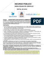 Prova Águas de Joinville - Assistente Administrativo (2019)