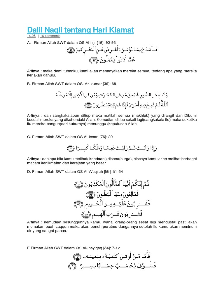 Dalil Naqli Tentang Hari Kiamat Pdf