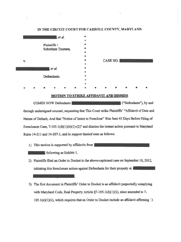Sample Motion To Strike Affidavit 2 | PDF