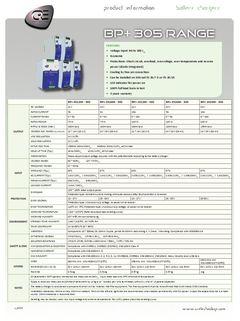 BP 305 Range Product Information en A2017 | PDF | Battery Charger ...