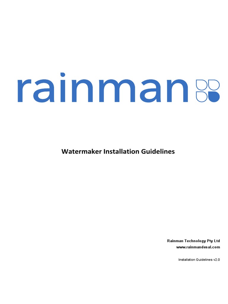 Rainman Watermaker Installation Guide | PDF | Water | Mechanical ...