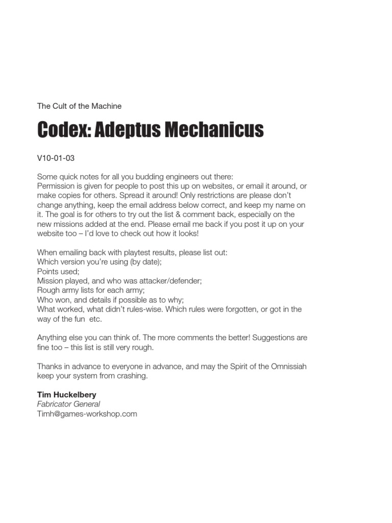 Adeptus Mechanicus Army List Guide | PDF