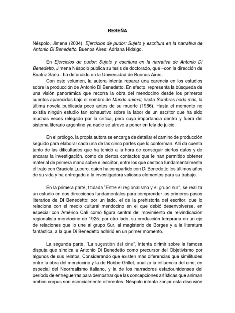 Ejemplo de Reseña | PDF | Novelas | Crítica literaria