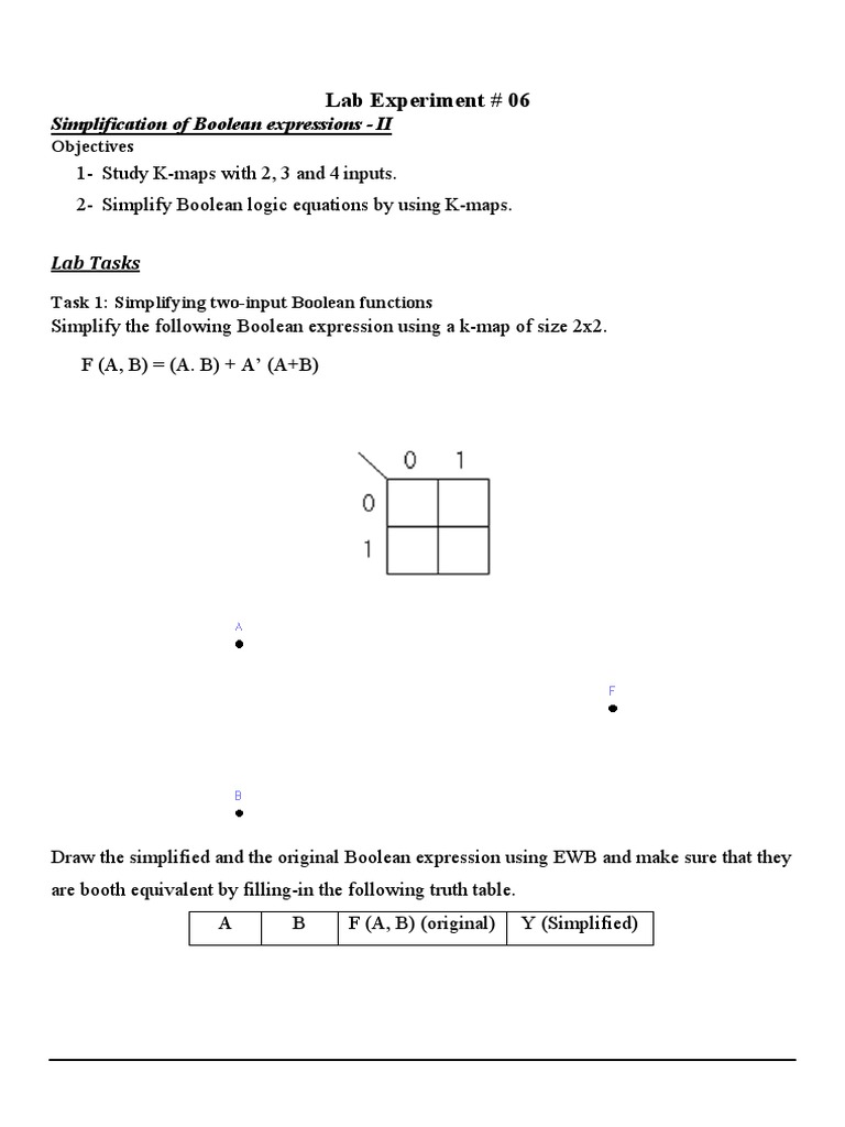Boolean Expression Simplification Lab | PDF | Boolean Algebra ...