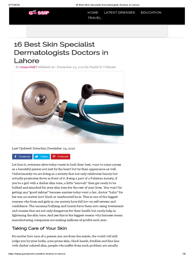 Top 16 Dermatologists in Lahore | PDF | Dermatology | Plastic Surgery