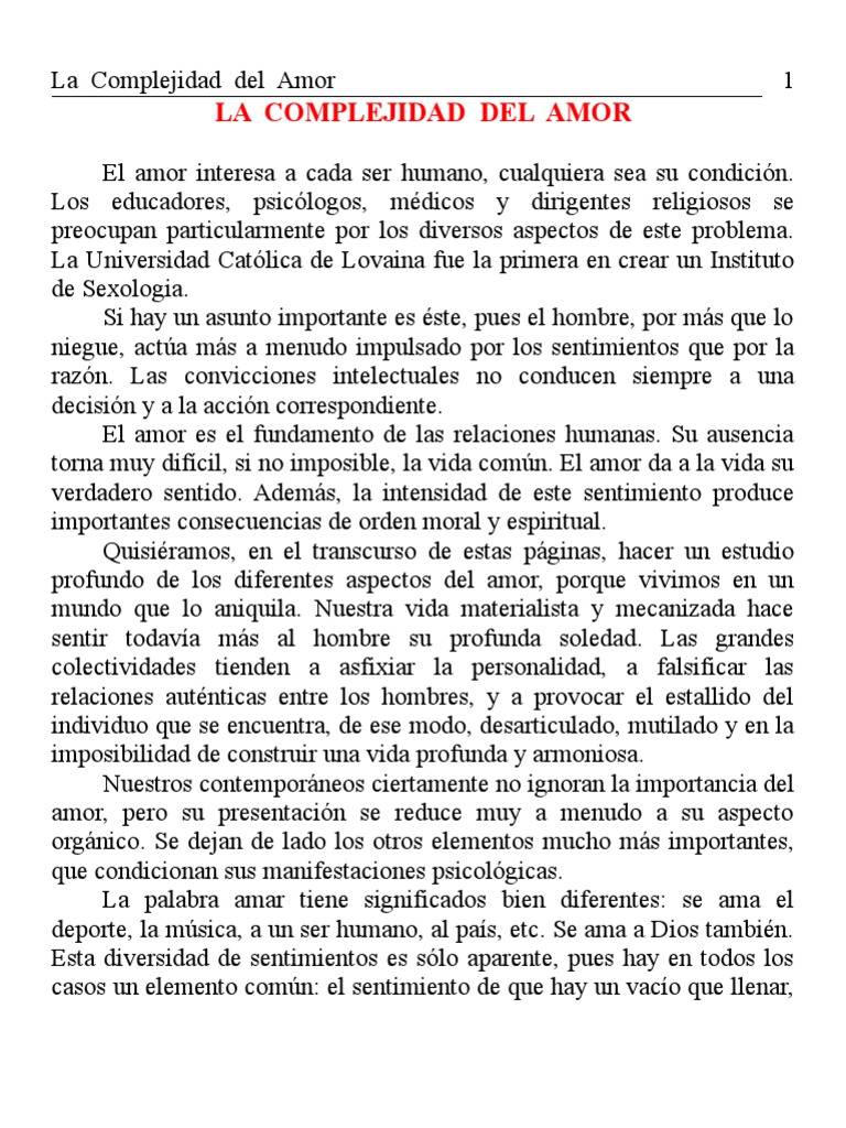 Complejidad y Naturaleza del Amor | PDF | La sexualidad humana | Amor