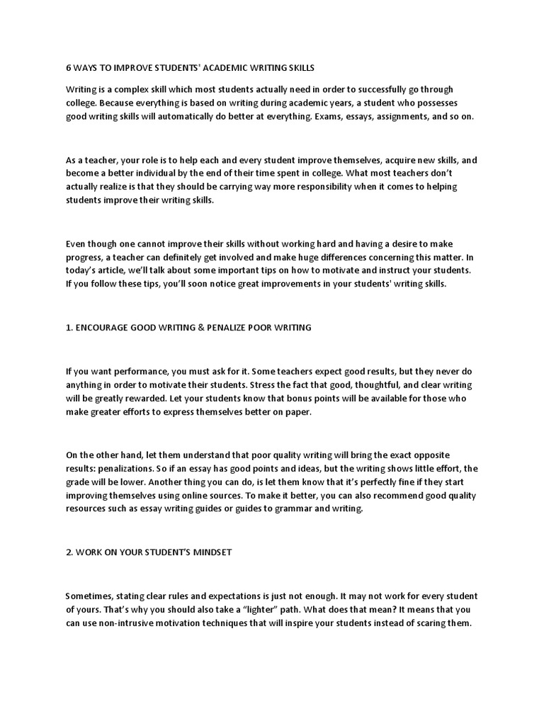 6 Ways To Improve Students | PDF | Essays | Teachers