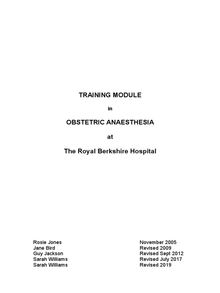 Obs Training | PDF | Childbirth | Anesthesia