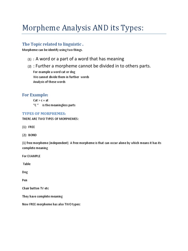 Types of Morphemes Explained | PDF | Word | Language Families