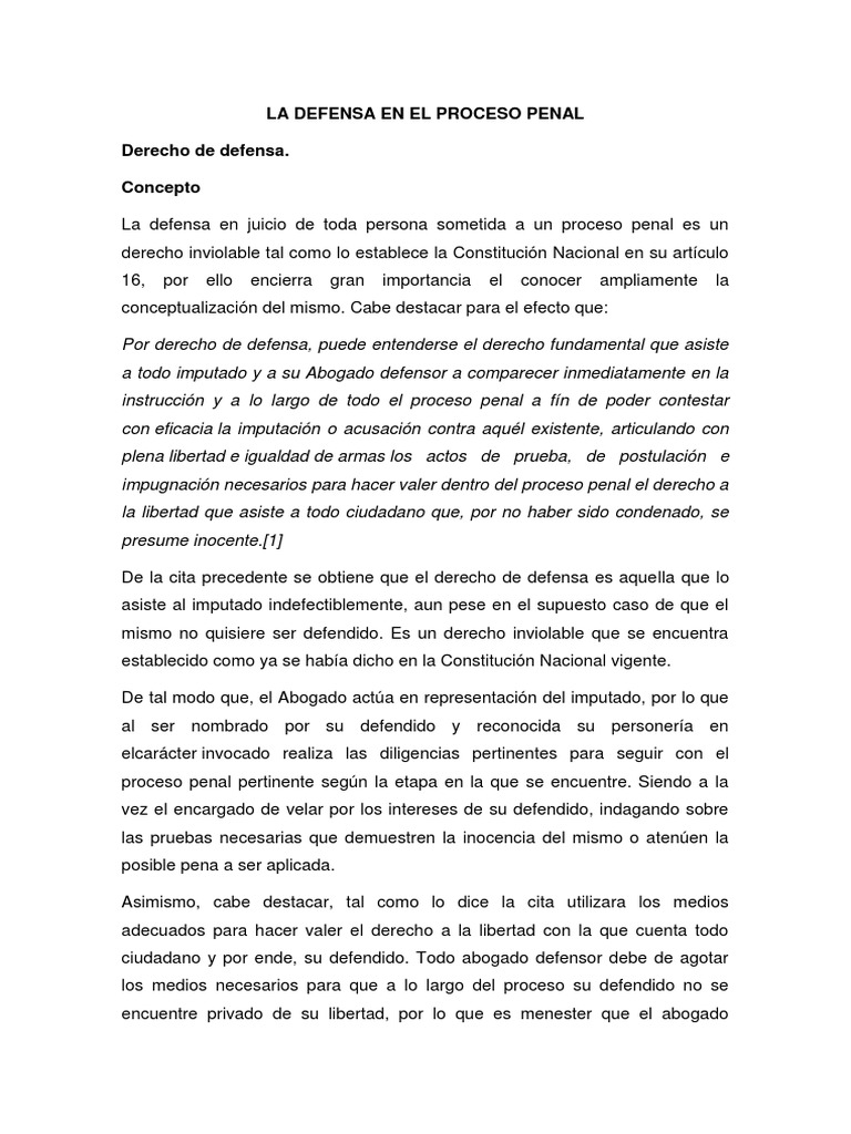Derechos de Defensa en Proceso Penal | PDF | Debido al proceso | Ley ...