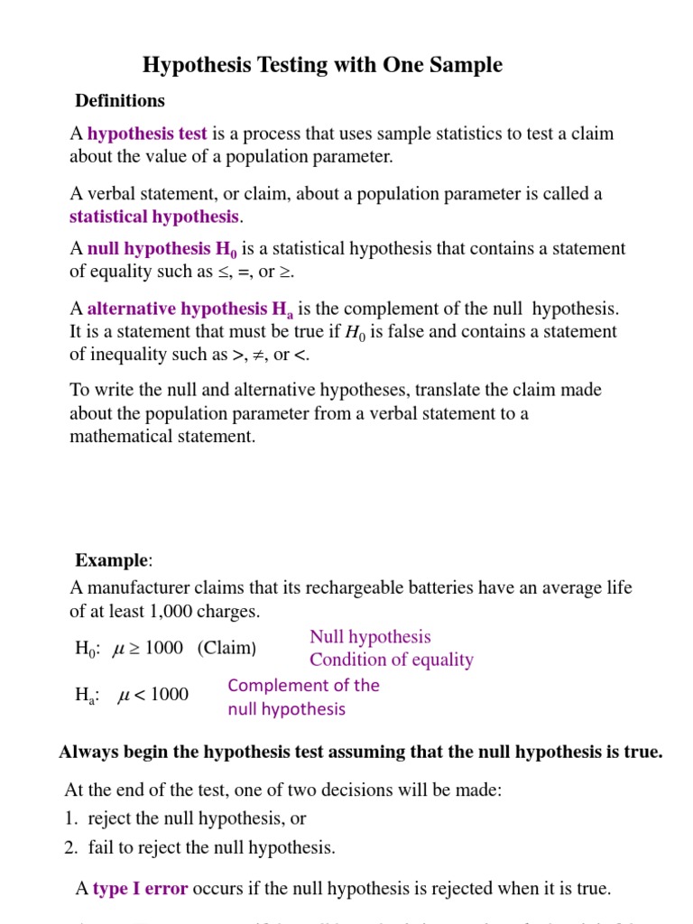 One-Sample Hypothesis Testing Explained | PDF | P Value | Statistical ...