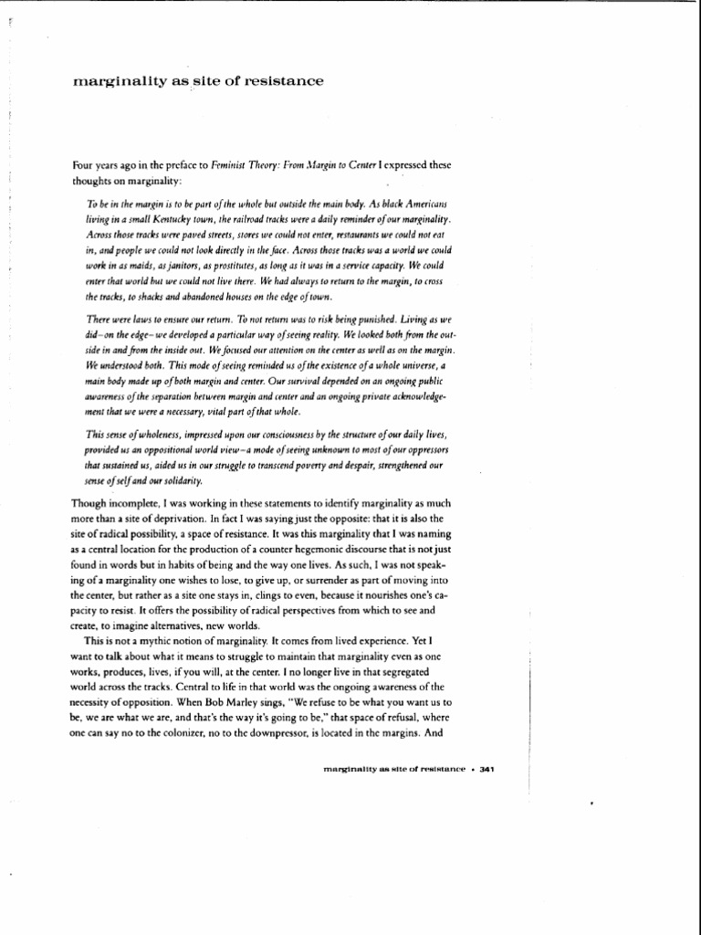 Bell Hooks Marginality as a Site of Resistance
