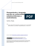 Carlino, Paula (2003) - Pensamiento y Lenguaje Escrito en Universidades Estadounidenses y Australianas