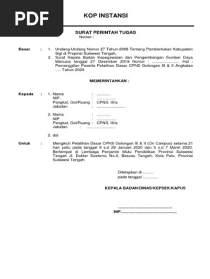 Contoh Surat Tugas Latsar