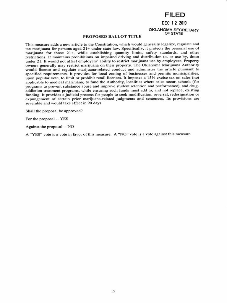 Oklahoma State Question 806