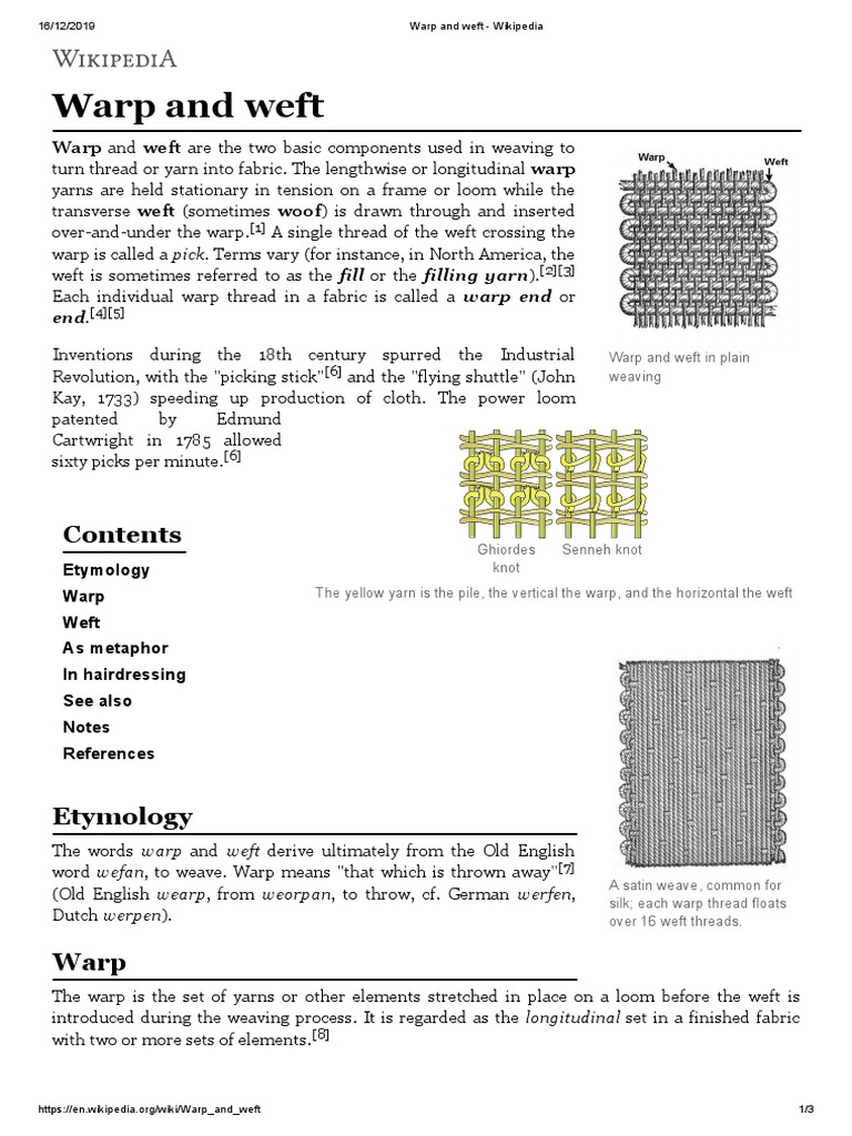 Warp and Weft | PDF | Textiles | Textile Arts