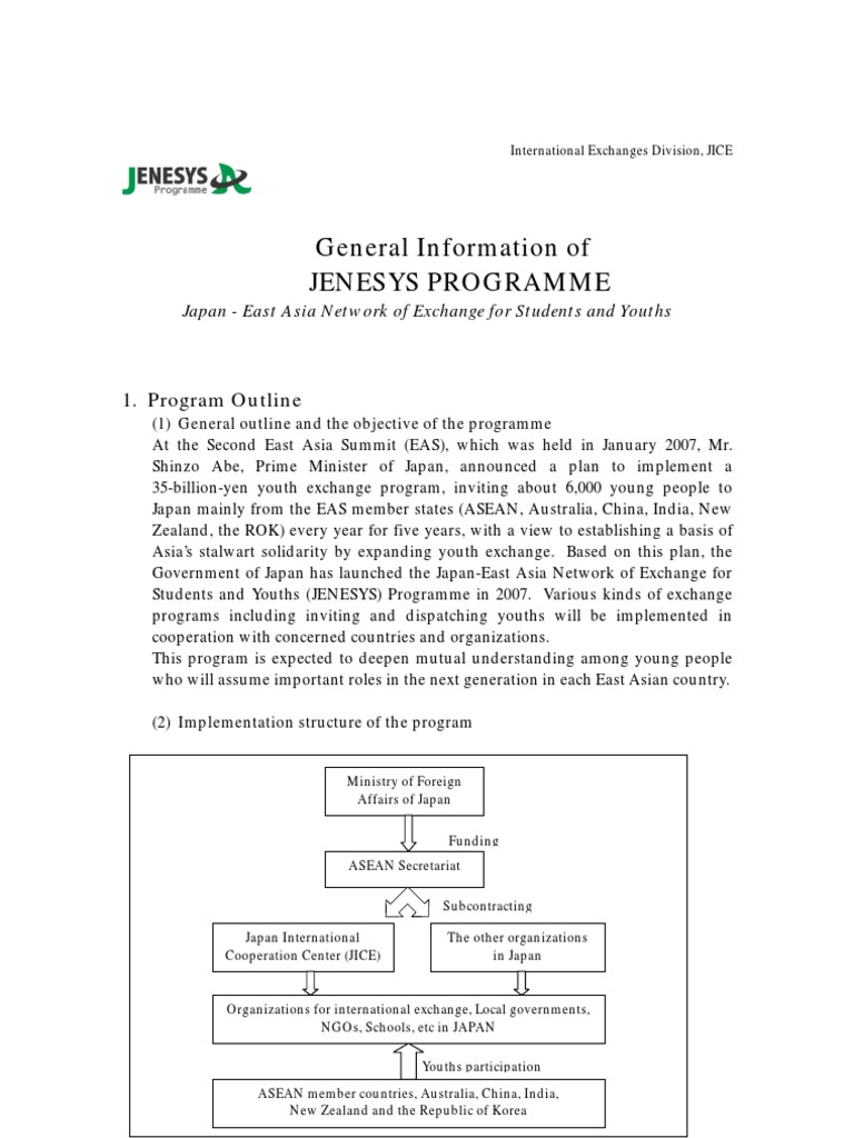 Jenesys Programme Pdf Baggage Mail