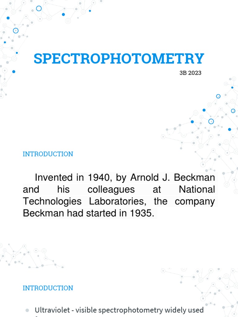 An Introduction to Spectrophotometry Principles, Applications, Sources