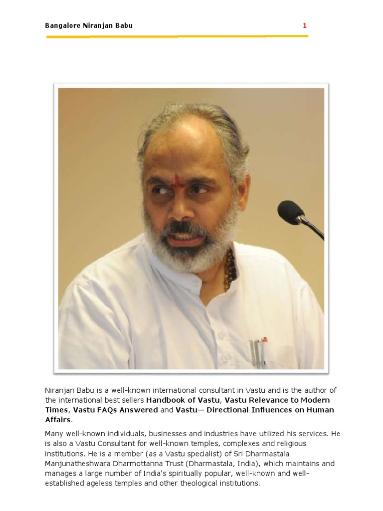 Niranjan Babu: Vastu Consultant Insights | PDF | Indian Religions ...