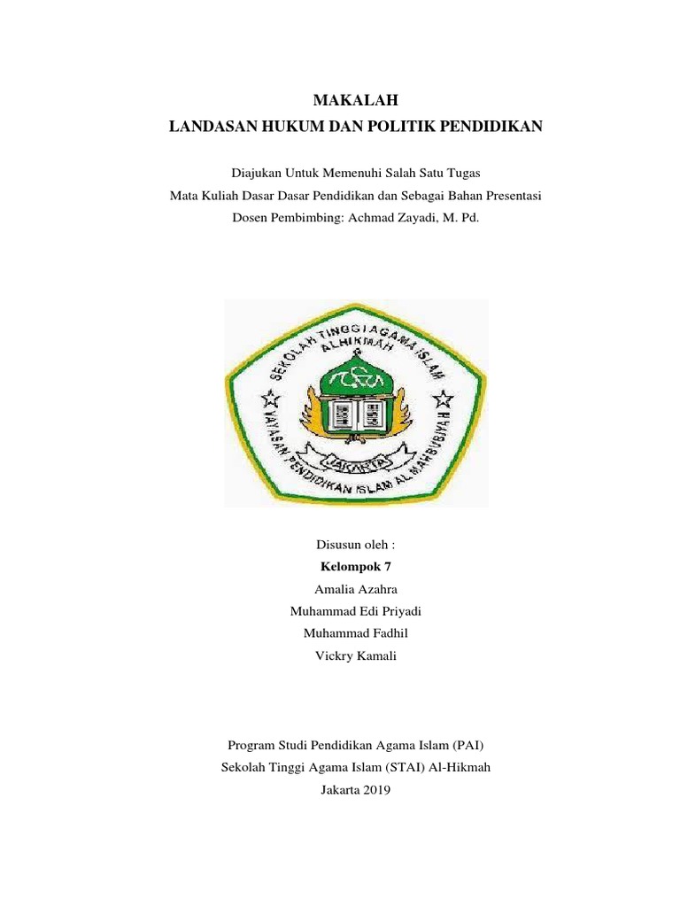 Makalah Landasan Hukum Dan Politik Pendidikan