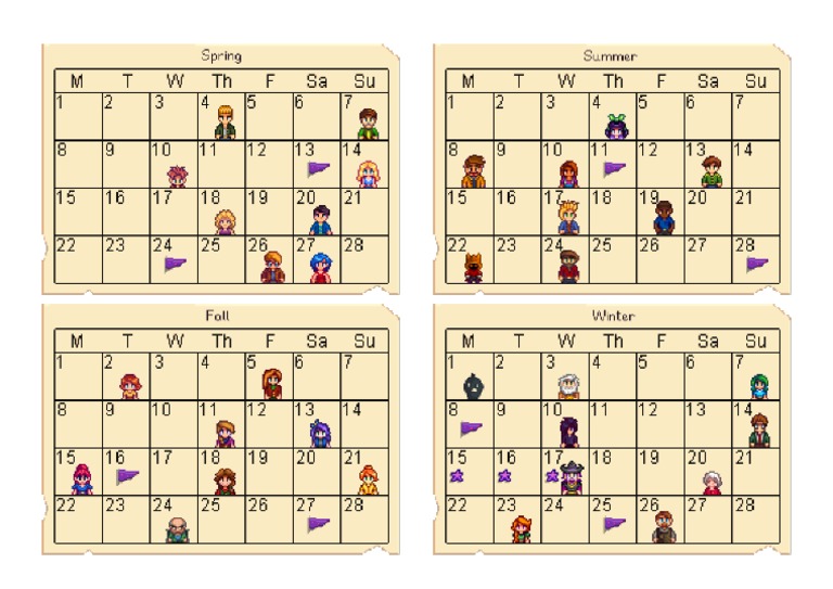 Stardew Valley Calendar | PDF