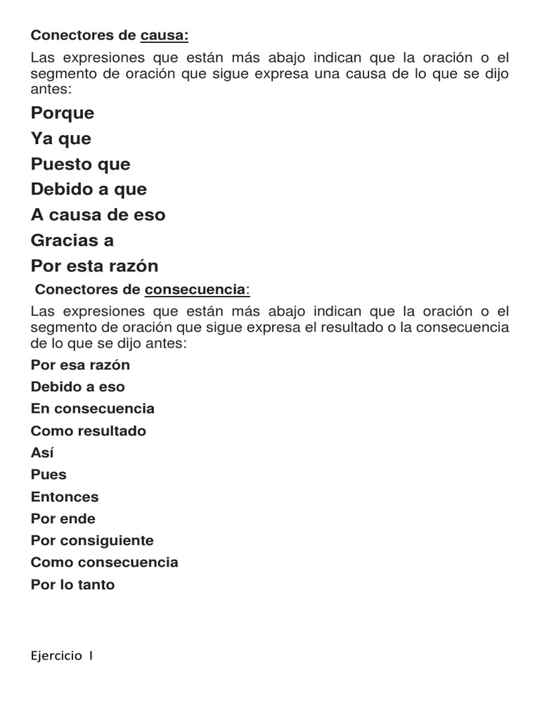 Conectores de Causa y Consecuencia | PDF | Oración | Corazón, image size:768x1024