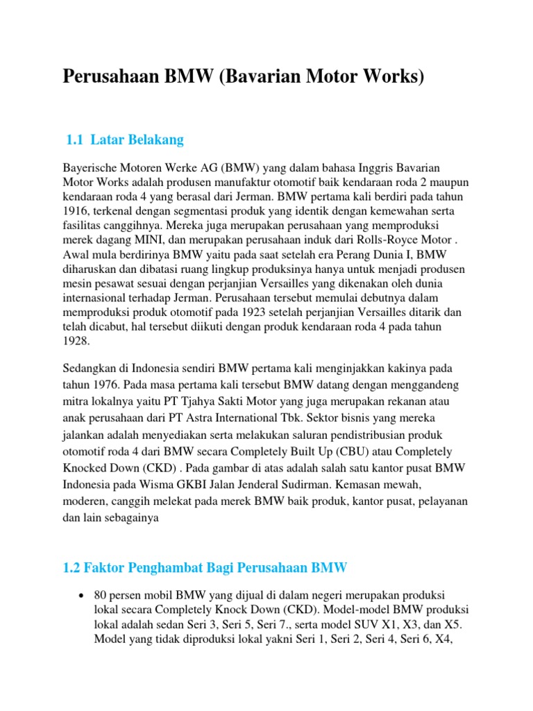 Profil Perusahaan BMW di Indonesia | PDF