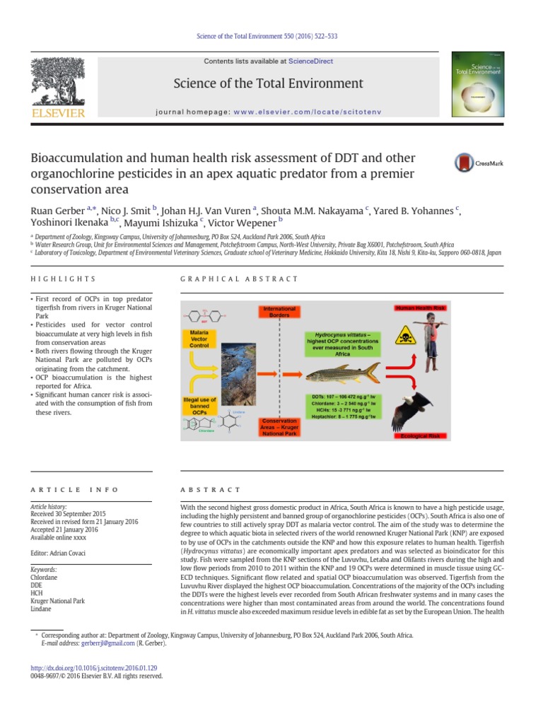 Bioaccumulation and Human Health Risk Assessment of DDT | PDF ...
